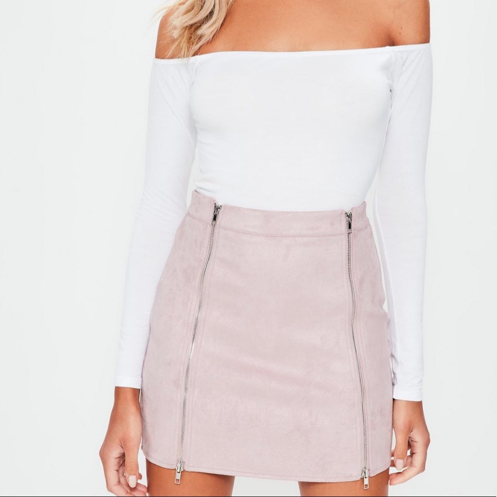 Faux Suede Blush Mini Skirt